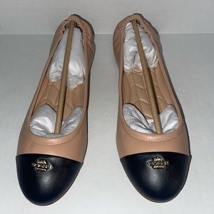 NWT Nude Pink/Black Coach Bonnie Ballet Flats